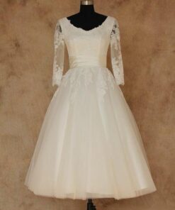 Short Wedding Dress with long sleeves for the reception