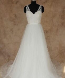 Plus Size Bridal Gown with sheer shoulder straps