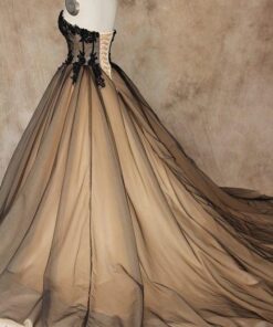 wedding gown worked with black colour