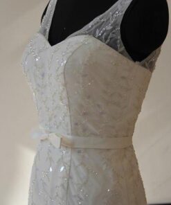 close beaded white wedding dresses