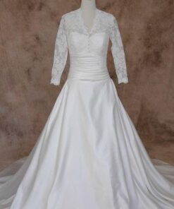Plus Size Wedding Gown with Long Lace Sleeves