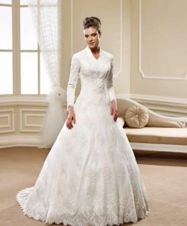 Style 5448 - Modest Church Wedding Dresses with long sleeves  DARIUS  COUTURE