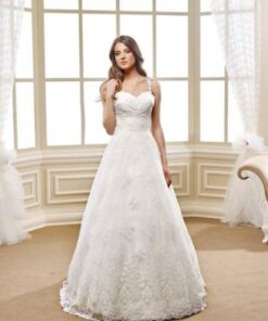 ball gown Wedding Dress with lace Straps