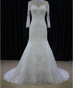 fit and flare long sleeve wedding dress