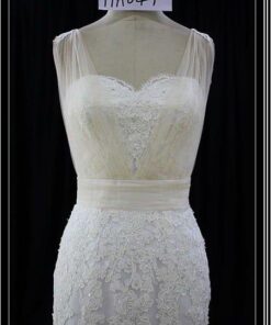 Darius Cordell close lace wedding dress with sheer shoulder straps