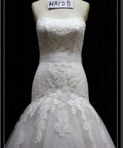 close chantilly lace wedding gown