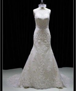 classic wedding gown in beaded alencon lace