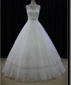 sleeveless lace ball gown wedding dress