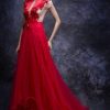 red short sleeve evening gowns