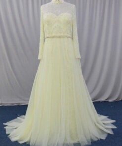 Plus Size Lace Wedding Dress with Long Sleeves
