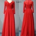 Style E4671 Red Lace Mother of the Bride Evening Dresses