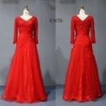 Style E4676 Red Long Sleeve Mother of the Groom Evening Dresses