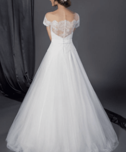 back of cap sleeve wedding gown
