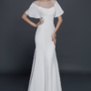 wide flutter sleeve wedding gown