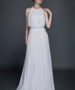 sleeveless blouson wedding dresses