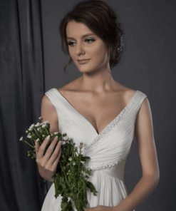 v neck wedding gowns