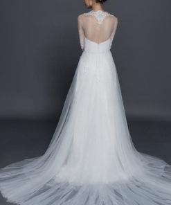 sheer lace jacket over wedding dress