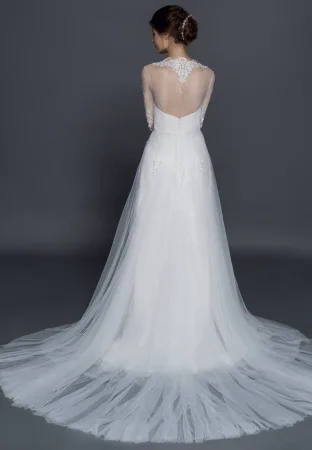 chinese dress ladies LaDivine CD862W Long A Line Lace Jacket Wedding Dress – The Dress Outlet main image 1