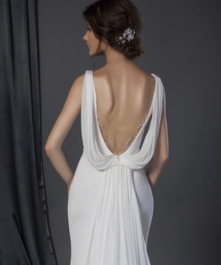 cowl back bridal gown close