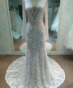 Style C2015MJLS inbal dror inspired wedding dress with long sleeves