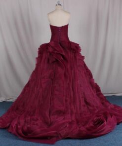 Strapless Red ball gown Wedding Dresses