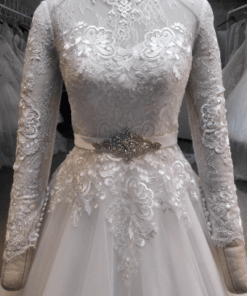 Style JT1044-3 plus size lace bridal gowns with long sleeves