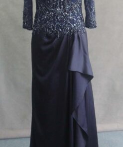 STYLE KP12-148 navy blue long sleeve mother of the groom dresses