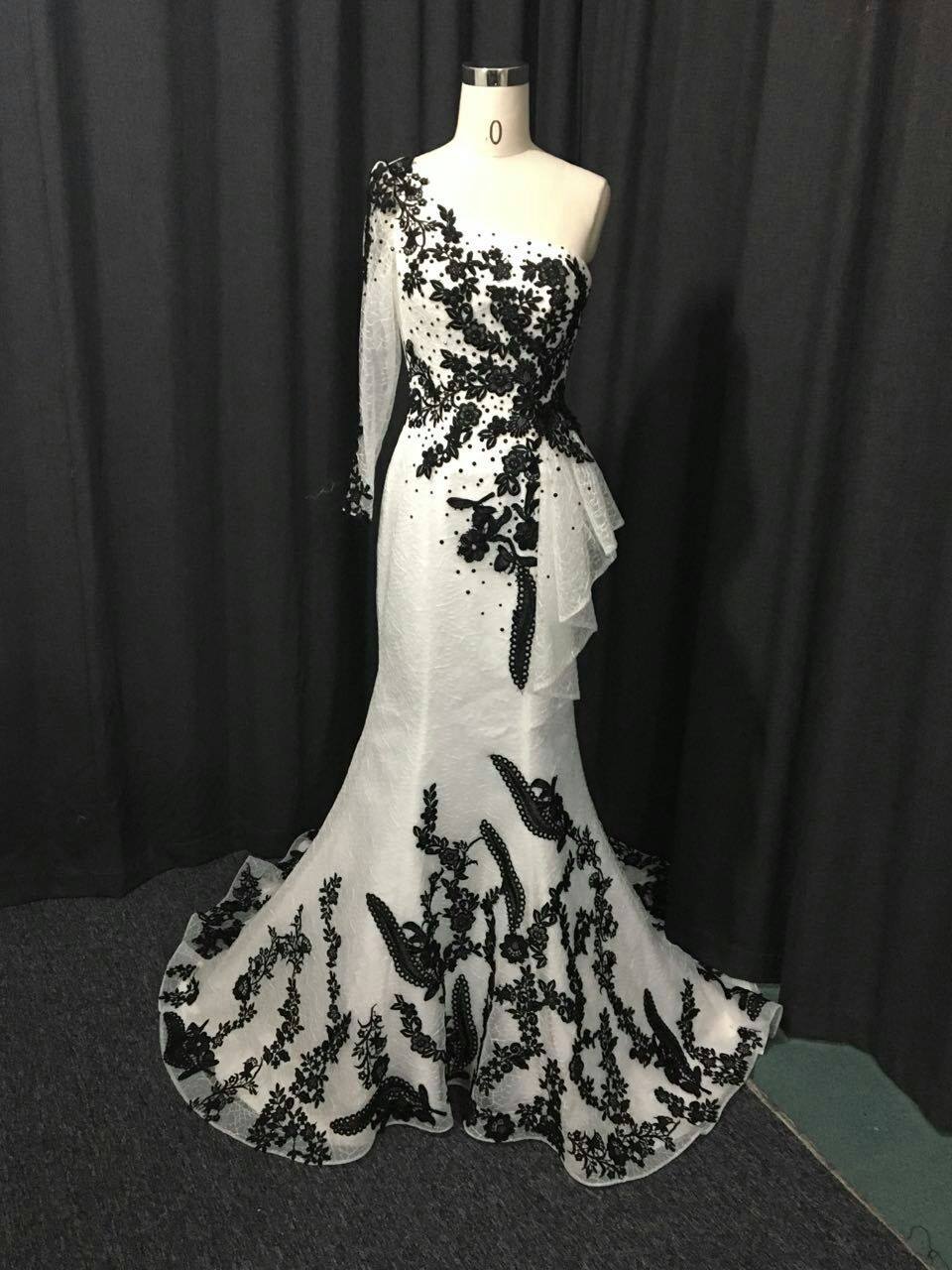 Sexy Full Body Folding Handmade Long dress white and black pleated bal –  GOOD GIRL REBEL