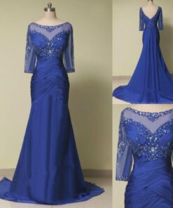 Style #29165 - Blue elbow length sleeve mother of the bride dresses