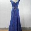 Style #11872 - Blue Lace cap sleeve mother of the groom evening gowns - Darius Cordell