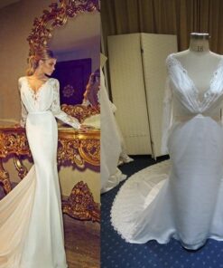 Custom Replica Long Sleeve Wedding Gown inspired by Demetrios