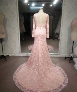 Style  Backless pink lace wedding dresses Darius Cordell