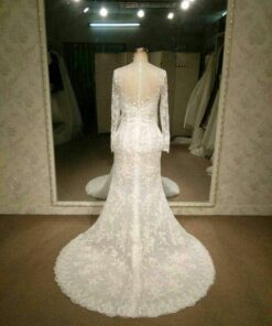 Style CBaird  Sheer back lace wedding dress with long sleeve by Darius Cordell