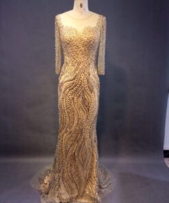 Style#DE F Goldlongsleevemotherofgroomformalgown dariuscordell