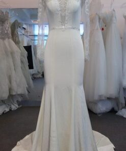 Style#S SheerLongSleeveillusionnecklinebridaldressfromDariusCordellCoutureFashionDesigns