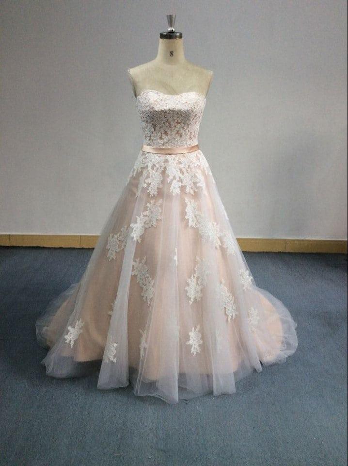 Style #jin072617 - Strapless a-line style blush wedding dress by Darius Bridal Style#jin Straplessa linestyleblushweddingdressbyDariusBridal