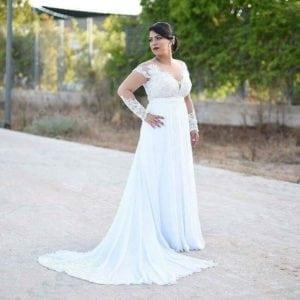 Style 2925 - Plus size wedding gown with sheer long sleeves