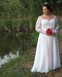 Style #4606 - Plus size long sheer sleeve bridal dresses