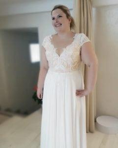 #6b7a - plus size bridal dresses with cap sleeves -