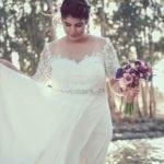 Style #72a5 - Short sleeve plus size wedding dresses with illusion neckline