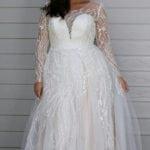 Style 92bf - Sheer long sleeve plus size bridal dresses -