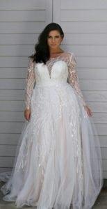 Style 92bf - Sheer long sleeve plus size bridal dresses -