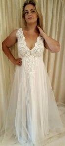 Style #93b6 - Plus size a-line wedding gown with v-neck line