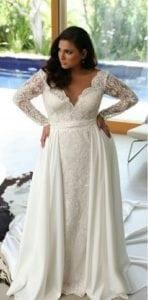 Style 101717 - Long sleeve plus size wedding gowns