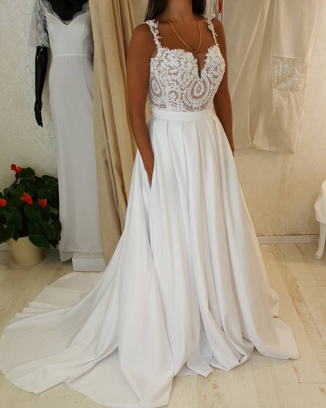  fafb Custom plus  size  wedding  dresses  with empire waist 