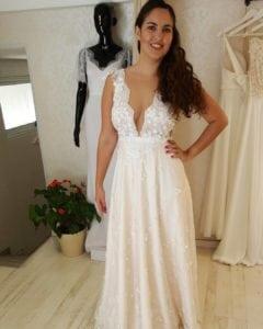 Style #fcc2 - Deep v-neck wedding gowns for curvy plus size brides