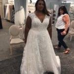 cap sleeve plus size wedding dress with v-neck line from Darius Bridal