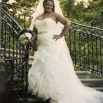 plus size fit-and-flare wedding gown sith strapless neckline