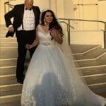 sleeveless plus size bridal dress with beaded belt