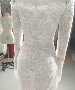 Elainne closed back off the shoulder lace wedding dress from Darius Cordell